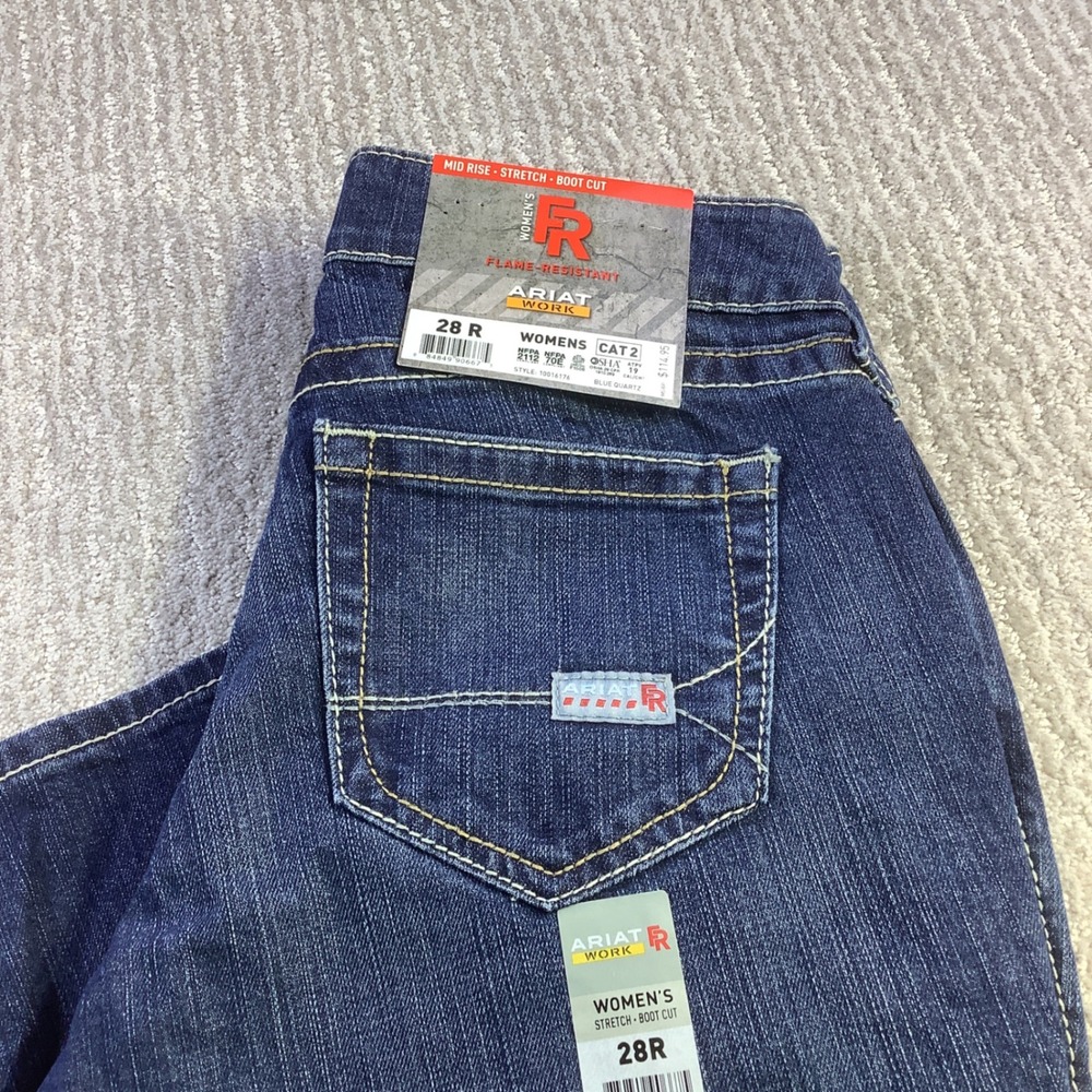 Ariat Work FR Flame Resistant Jeans Womens 28R Blue Quartz Boot Cut NEW